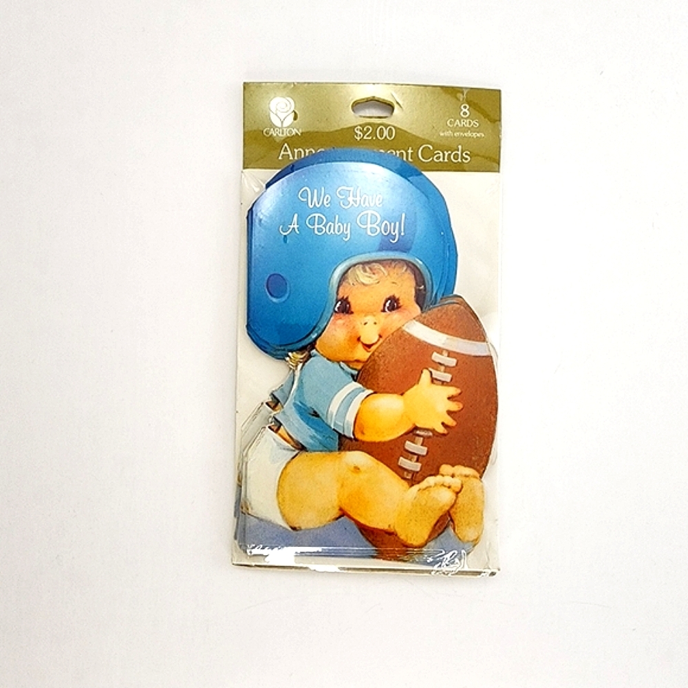 Vintage Baby Boy Gender Birth Announcement Card Pack